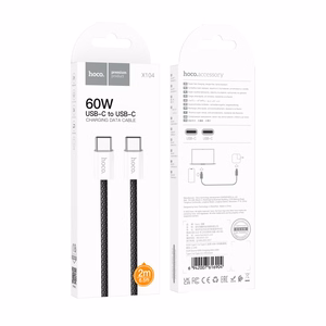 USB kabelis Hoco X104 60W USB-C to USB-C 2.0m juodas