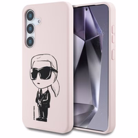 Karl Lagerfeld silikoninis grafiti Ikonik logotipas su magnetiniu Samsung Galaxy S25 dėklas rožinis