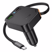 Įkroviklis automobilinis Hoco NZ18 (1xUSB; 1xUSB-C; 65W) + USB-C laidas juodas