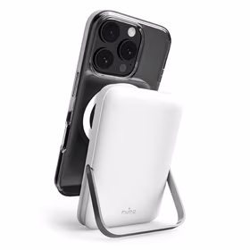 Puro 10000mAh MagSafe belaidė išorinė baterija su aliuminio stovu - balta