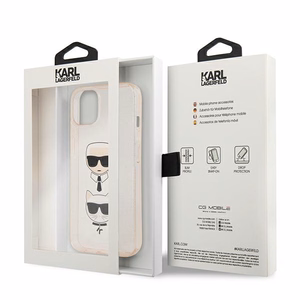 Karl Lagerfeld Glitter Karl's & Choupette Head чехол для iPhone 13 mini - золотой