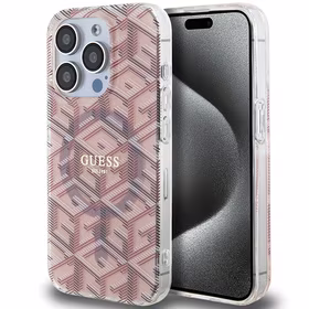 Guess IML GCube Magnetinis dėklas iPhone 15 Pro - rožinis