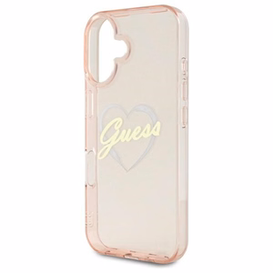 Guess IML Heart iPhone 16 dėklas telefonui - rožinis
