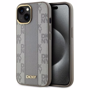 DKNY Odinis languotas mono raštas Magnetinis dėklas telefonui iPhone 15 Plus - smėlio spalvos