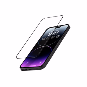 Crong Anti-Bacterial 3D Armor Glass 9H visą ekraną dengiantis grūdintas apsauginis stiklas, skirtas iPhone 14 Pro Max, su montavimo rėmeliu