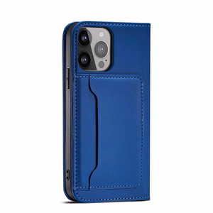 Magnetinis kortelių dėklas telefonui iPhone 13 Pro su kortelių laikikliu ir stovu, mėlynas