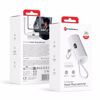 Išorinė baterija Forcell F-Energy Power Plug F5K3 PD 20W 5000 mAh su įmontuotu jungtimi Lightning balta