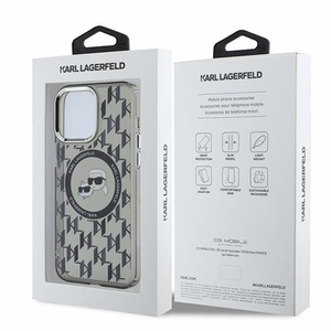 Karl Lagerfeld IML Monograma Karl & Choupette Galva Magnetinis Dėklas telefonui iPhone 15 Pro - juodas