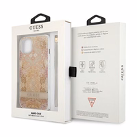 Guess GUHCP13SHFLSD iPhone 13 mini 5.4" auksinis/auksinis kietas dėklas Gėlių Dirželis