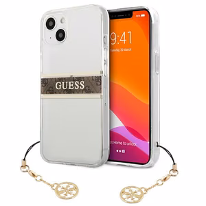 Guess GUHCP13SKB4GBR iPhone 13 mini 5.4" permatomas kietas dėklas 4G Rudas Dirželis Žavesio