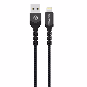 Blavec kabelis Raptor pintas - USB į Lightning - 2,4A 0,5 metro Apple CarPlay (CRA-UL24BG05) juodas-pilkas