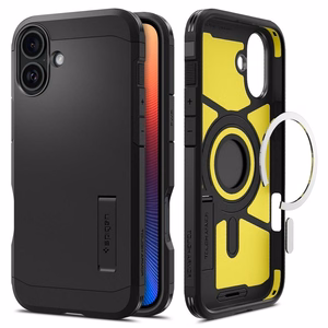 Spigen Tough Armor Magnetinis dėklas su stovu iPhone 16 - juodas