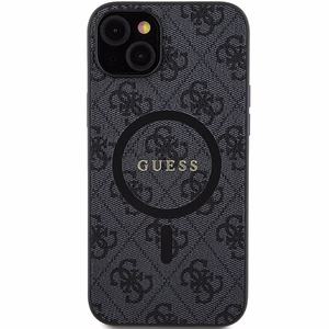 Dėklas Guess PU Leather 4G Colored Ring MagSafe Apple iPhone 15 juodas