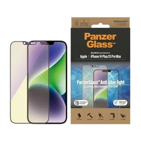 PanzerGlass itin platus antibakterinis apsauginis stiklas su mėlynos šviesos filtru ir pozicionieriumi iPhone 14 Plus / 13 Pro Max