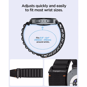 Spigen WBF1 dirželis, skirtas „Samsung Galaxy Watch 40/44/46 mm“ – juodas