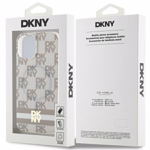 DKNY IML languotas mono raštas ir spausdintos juostelės Magnetinis dėklas iPhone 15 / 14 / 13 - smėlinė