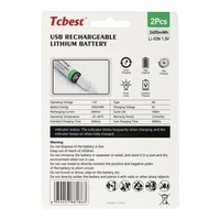 TCBEST įkraunama baterija R6 (AA) 1600 mAh su lizdu Type C + kabelis USB A į 2 x Type C 2 vnt.