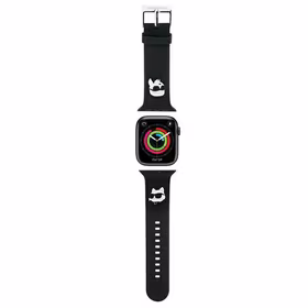 Karl Lagerfeld 3D Rubber Karl&Choupette Heads dirželis for Apple Watch 38/40/41mm - juodas