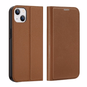Dux Ducis Skin X2 dėklas telefonui iPhone 14 Plus su magnetine uždanga rudas