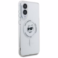 Karl Lagerfeld mygtuko Choupette galvos atspausdintas logotipas Magnetinis dėklas telefonui Samsung Galaxy S25 Edge - baltas