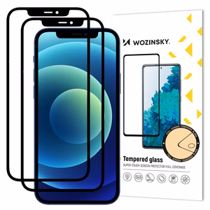 Wozinsky 2x Apsauginis stiklas Full Glue Super Tough, pilnai dengia su rėmeliu draugiška iPhone 12 Pro / iPhone 12, juoda