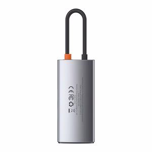 Šakotuvas 4in1 Baseus Metal Gleam Series, USB-C į USB 3.0 + USB 2.0 + HDMI + USB-C PD
