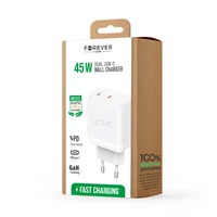 Forever CORE SMART PD sieninis įkroviklis 2xUSB-C 45W