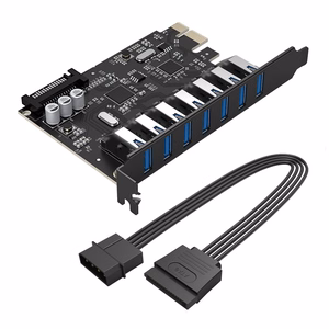 Orico PVU3 PCIe išplėtimo plokštė su 7 USB 3.0 jungtimis, skirta staliniams kompiuteriams – juoda