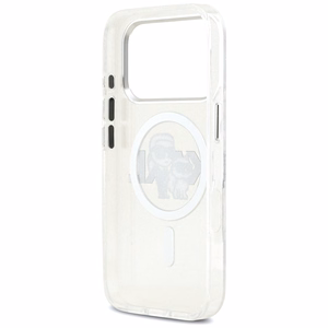 Karl Lagerfeld IML Glitter Karl & Choupette Sketch Logo MagSafe чехол для iPhone 17 Pro - прозрачный