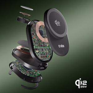 SBS Qi2.2 25W indukcinė 3-in-1 sulankstoma įkrovimo stotelė su MFI sertifikatu - juoda