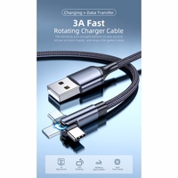 USB Kabelis Essager "Universal" (180' kampu) raudonas "Type-C" 100cm (iki 3A)