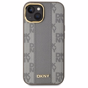 DKNY Odinis languotas mono raštas Magnetinis dėklas telefonui iPhone 15 Plus - smėlio spalvos