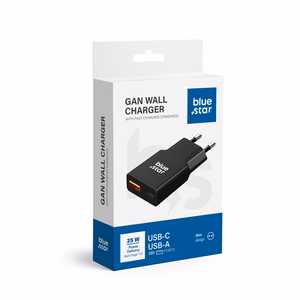 Įkroviklis Blue Star (TFK-SC-25WAC) (1xUSB; 1xUSB-C) 3A (25W) juodas