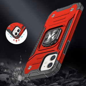 Wozinsky Ring Armor iPhone 14 Plus dėklas telefonui su magnetiniu laikikliu ir žiedu, raudonos spalvos