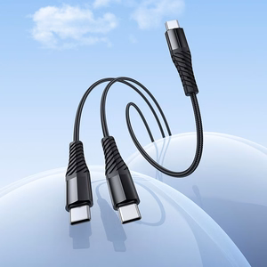 Kabelis 2in1 USB C į USB C+C Hoco 1 m X123 juodas