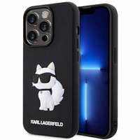 Karl Lagerfeld KLHCP14X3DRKHNK iPhone 14 Pro Max 6.7" juodas/juodas kietas dėklas Rubber Choupette 3D
