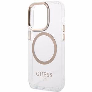 Guess metalinis kontūras Magnetinis dėklas iPhone 15 Pro Max - auksinis