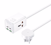 REMAX GAN POWER STRIP 65W RP-U157 2xUSB+2xUSB-C 1.5M baltas