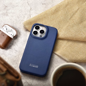 iCarer CE Premium odinis folio dėklas iPhone 14 Pro su MagSafe magnetiniu flipu - mėlynas