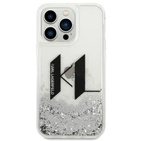 Karl Lagerfeld Liquid Glitter Big KL dėklas telefonui iPhone 14 Pro - sidabrinis