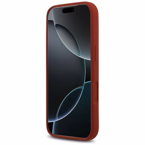 Guess Silikoninis Raštas Metalinis Logo Magnetinė dėklas telefonui iPhone 17 Pro - Raudona