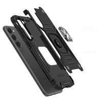 Wozinsky Ring Armor dėklas telefonui Samsung Galaxy S23 šarvuotas dėklas su magnetiniu laikikliu ir žiedu juodas