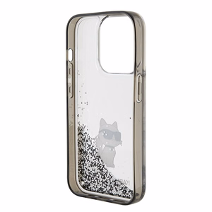 Karl Lagerfeld Liquid Glitter Choupette dėklas telefonui iPhone 15 Pro Max - skaidrus