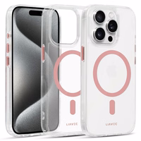 Liavec Blizgus Magnetinis Skaidrus dėklas telefonui Iphone 15 Pro rožinė