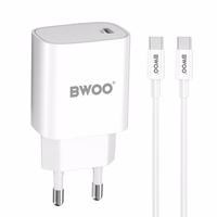 BWOO CDA159 PD wall įkroviklis 20W 1x USB-C port + USB-C baltas