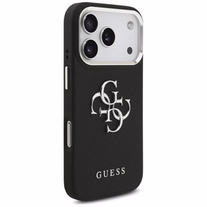 Guess Grained Big 4G Classic Logo dėklas telefonui iPhone 17 Pro - juodas