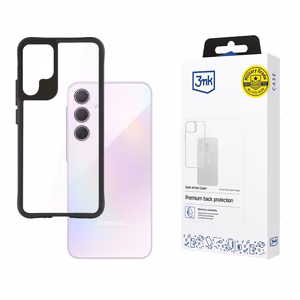 3mk Satino šarvuotas dėklas+ Samsung Galaxy A35 5G - skaidrus su juodu rėmeliu