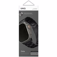 UNIQ dirželis Osta Apple Watch 42/44/45/     49mm Series 1/2/3/4/5/6/7/8/9/10/SE/SE2/Ultra/Ultra 2 nerūdijančio plieno juodas/juodas