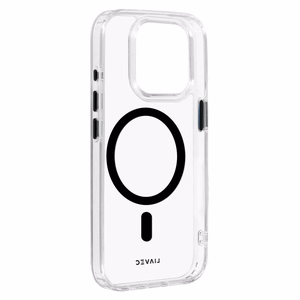 Liavec Blizgus Magnetinis Skaidrus dėklas telefonui Iphone 15 Pro juoda