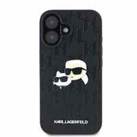 Karl Lagerfeld Monograma Karl ir Choupette Galva Smeigtukas iPhone 16 Dėklas - Juodas